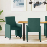 Valgomojo Kėdės su Ratukais 2 pcs Tamsiai žalia 57 x 66 x 94 cm