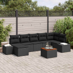 Sodo Sofų Rinkinys 8 pcs Juoda