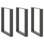 Valgomojo stalo kojos, 3 vnt., antracito spalvos, 70x(72-73) cm, plienas, U formos