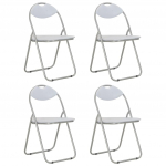 Sulankstomos valgomojo kėdės, 4vnt., baltos sp., dirbtinė oda