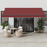 Automatinė i&scaron;traukiama markizė su LED, bordo spalvos, 450x350cm