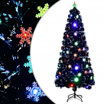 Kalėdų eglutė su LED snaigėmis, juoda, 210cm, optinis pluo&scaron;tas