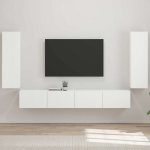 TV sieninio kabineto komplektas 4 pcs Auk&scaron;tai blizganti balta