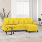 Trivietė sofa su pakoja, &scaron;viesiai geltona, 180cm, audinys