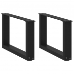 Kavos staliuko kojelės, 2 vnt., juodos, 50x(30-31) cm, plienas, U formos