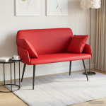 Dvivietė sofa su metalinėmis kojelėmis 2 vietos Raudona