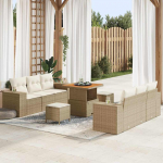 Sodo Sofų Rinkinys 9 pcs Bežinė ir kreminė Poli ratanas