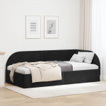 Kampinė lovos konstrukcija su galvūgalio Juoda 90 cm x 190 cm