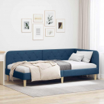 Kampinė lovos konstrukcija Mėlyna 90 x 200 cm audinys