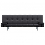 Sofa lova su dviem pagalv., dirbtinė oda, reguliuoj., juoda