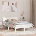 Lovos rėmas Balta 135 x 190 cm Kietos pu&scaron;ies mediena