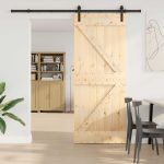 Slankios durys NARVIK Natūrali ir juoda 85 x 210 cm (213,5 cm)