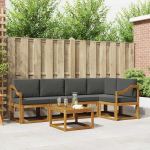 Lauko sofos komplektas su pagalve 6 pcs Natūralus ir antracitas