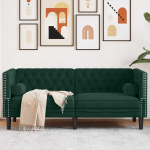 Dvivietė chesterfield sofa su pagalvėlėmis, žalia, aksomas