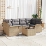 Sodo Sofų Rinkinys 7 pcs Smėlio Poli ratanas