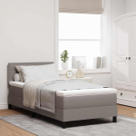 Kiemas lova su čiužiniu su LED Taupe 90 x 200 cm audinys