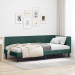 Kampinė lovos konstrukcija Tamsiai žalia 90 cm x 200 cm Aksomas