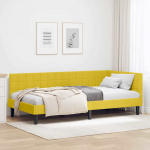 Kampinė lovos konstrukcija Geltona 90 cm x 200 cm Aksomas