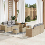 Sodo Sofų Rinkinys 9 pcs Bežinė ir &scaron;viesiai pilka Poli ratanas