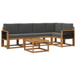 Lauko sofos komplektas su pagalve 6 pcs Natūralus ir antracitas