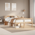 Lova su knygų spinta be čiužinio, 140x200cm, pu&scaron;ies masyvas