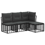 Lauko sofos komplektas su pagalve 4 pcs Juoda Poliesteris