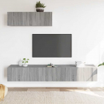 TV spintelių komplektas, 3 dalių, pilkas ąžuolo, mediena