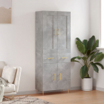 Komoda, betono pilkos spalvos, 69,5x34x180cm, apdirbta mediena