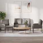 Sofų komplektai su pagalve 3 pcs Taupe 115 x 56 x 80 cm fanera