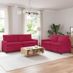 Sofos komplektas 2 pcs Vyno raudona Aksomas