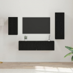 TV spintelių komplektas 4 pcs Juodas ąžuolas Apdirbta mediena