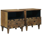 Lovos spintelė 2 pcs Ruda 40 x 33 x 46 cm Kietas mango medis