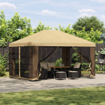 Pavėsinė 4 &times; 3 m Kreminė Poliesteris ir plienas 190