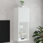 TV spintelė su LED lemputėmis, baltos spalvos, 40,5x30x102cm