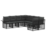 Lauko sofos komplektas 8 pcs Juoda ir tamsiai pilka Poliesteris