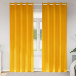 Užtemdymo užuolaidos 2 pcs Garučių geltona 140 x 225 cm Aksomas