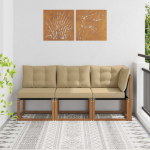 Lauko vidurinė ir kampinė sofa su pagalve 3 Vienetas Natūrali
