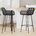 Baro Kėdė 2 pcs Juoda 55 x 52 x 105 cm Ratanas ir Geležis