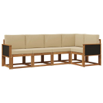 Lauko sofos komplektas 5 pcs Natūralus ir bežinis Poliesteris