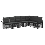Lauko sofos komplektas 7 pcs Juoda ir tamsiai pilka Poliesteris