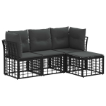 Lauko sofos komplektas su pagalve 4 pcs Juoda Poliesteris