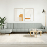 L formos sofa-lova, &scaron;viesiai pilka, 275x140x70cm, aksomas