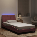 Lovos rėmas su LED be čiužinio, Hanko, rožinės spalvos, 100x200cm, aksomas