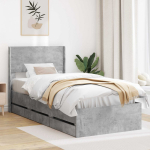 Lovos rėmas su saugojimu ir nugara Betono pilka 90 x 200 cm