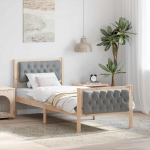 Lovos rėmas &Scaron;viesiai pilka 75 x 190 cm Kietos pu&scaron;ies mediena