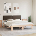 Lovo rėmas su apmu&scaron;tu galvūgaliu Taupe 200 x 200 cm