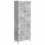 Spintelė 2 pcs Betono pilka 66 x 34,5 x 90 cm Apdirbta mediena