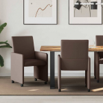 Valgomojo Kėdės su Ratukais 2 pcs Ruda 57 x 66 x 94 cm