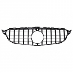Central Grille suitable for Mercedes C-Class W205 S205 C205 (2014-2018) GT-R Panamericana Design Black With 360 Camera