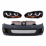 Front Bumper suitable for VW Golf VI 6 (2008-2013) GTI Look with Headlights Golf 7 3D LED DRL U-Design LED Flowing Turning Ligh